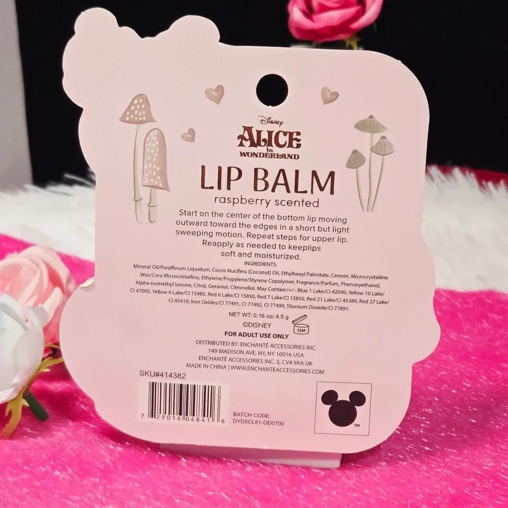 Disney Alice in Wonderland Mushroom Lip Balm – Raspberry Scented Collectible NWT